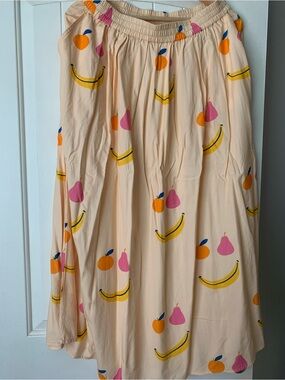 Women’s Cream Maxi Skirt with Fruit Print